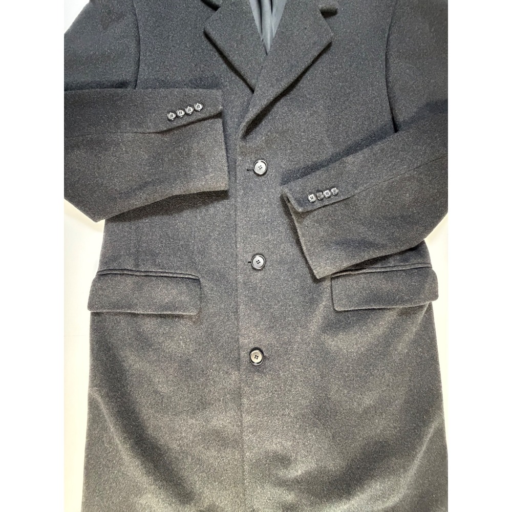 Jos A Bank Executive 42L 100% Wool Charcoal Long Overcoat Topcoat Mens